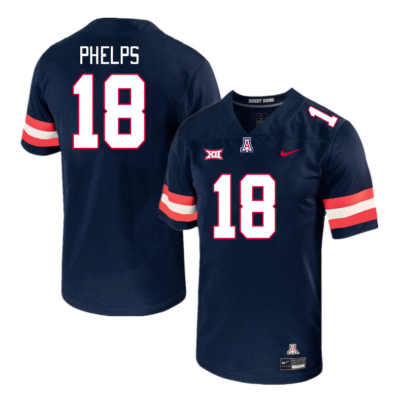 Men #18 Brandon Phelps Arizona Wildcats Big 12 Conference College Football Jerseys Stitched-Navy